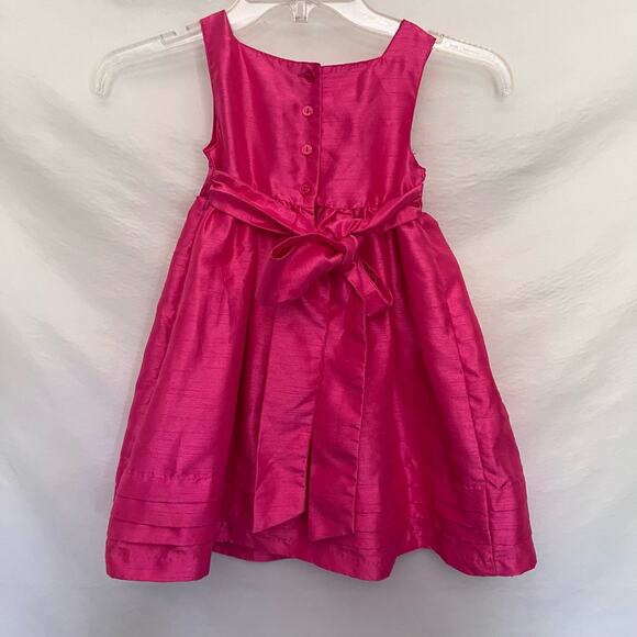 LILLY WICKET Party Girls Dress Sz 4 Hot Pink Rosette Pleats Sleeveless Tie Tulle - Picture 4 of 8